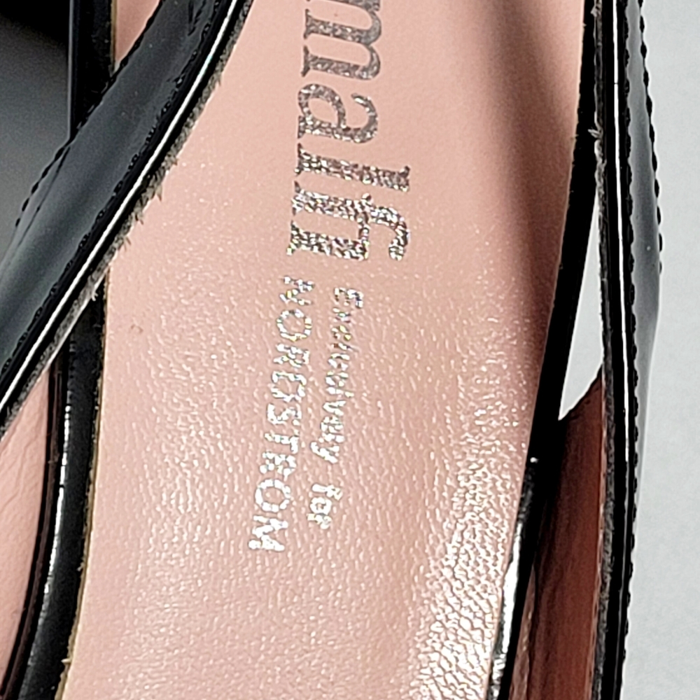 Amalfi Black Patent Leather Women's Slingback Heels EUC - Picture 4 of 7